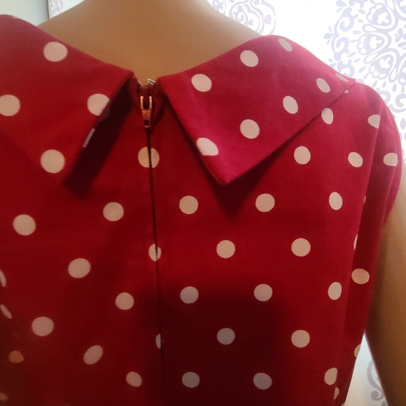 Rockabilly Red dress with white dots. - Picture 3 of 10